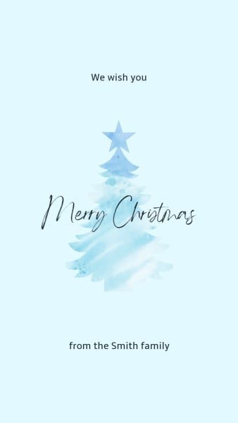 Blue Merry Christmas Tree Post Instagram Story