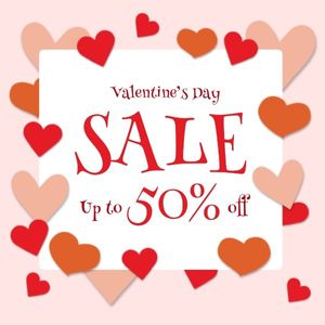 heart, love, valentines day, Pink Valentine's Day Sale Instagram Post Template