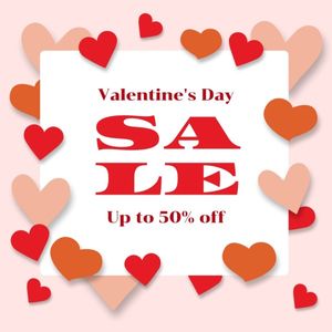 heart, love, valentines day, Pink Valentine's Day Sale Instagram Post Template
