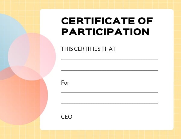 Certificate of Participation Certificate