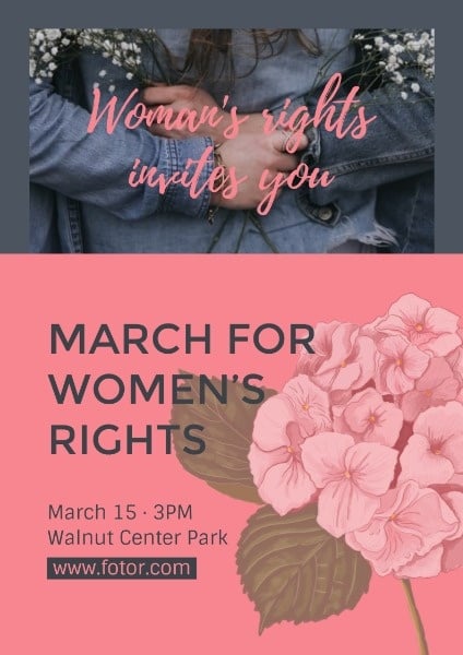 妇女权利的红色三月 英文海报