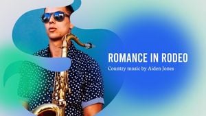 saxophone, blue blue, Gradient Romance Country Music Youtube Channel Art Template