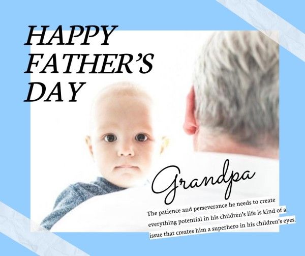 father's day, daddy, dad, Blue Happy Fathers Day Facebook Post Template