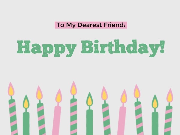 ピンクとグリーンキャンドルの誕生日カード メッセージカード