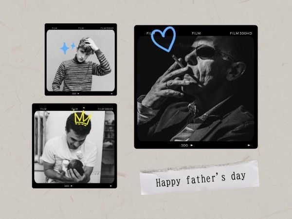 Deep Brown Film Frame Father's Day Collage Photo Collage 4:3