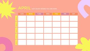 粉红色卡通四月桌面日历 日历