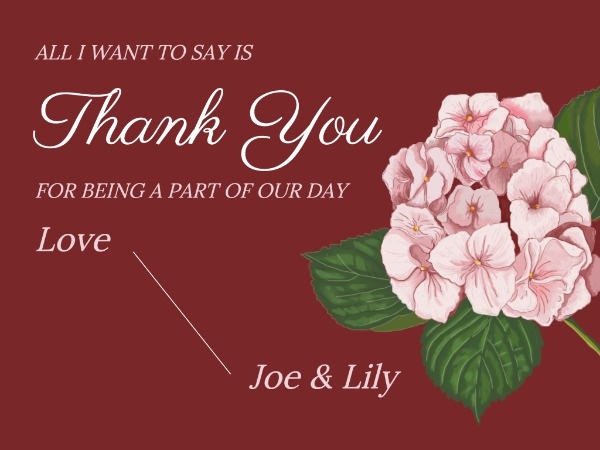 Pink Floral Wedding Thank You Card Card