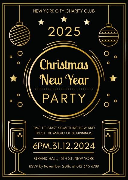 celebration, event, invite, Christmas New Year Party Invitation Template