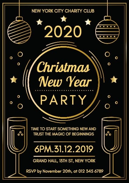 NEW YEARS EVE Party Invitation Printable and Editable Template