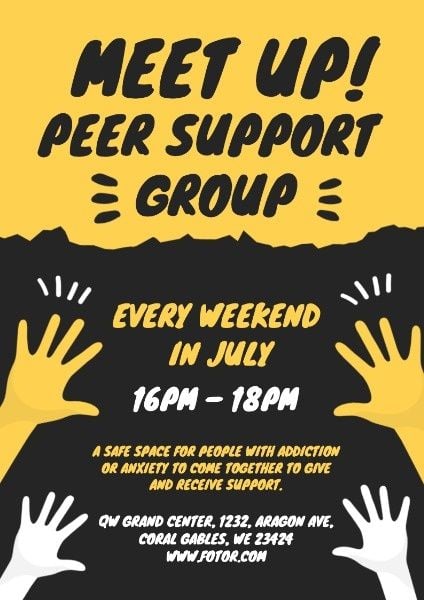 therapy, psychology, psychological, Peer Support Group Meet Up Poster Template