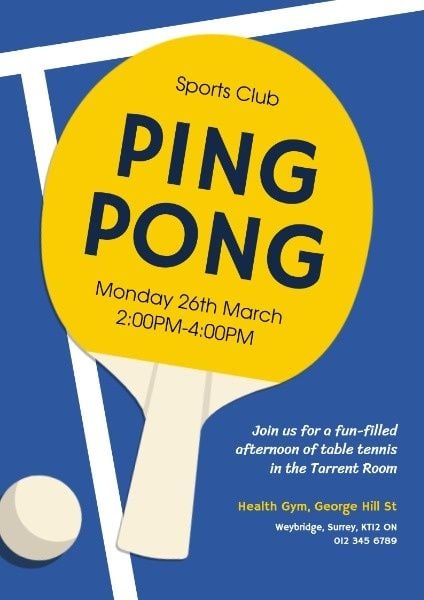 乒乓球俱乐部 英文海报