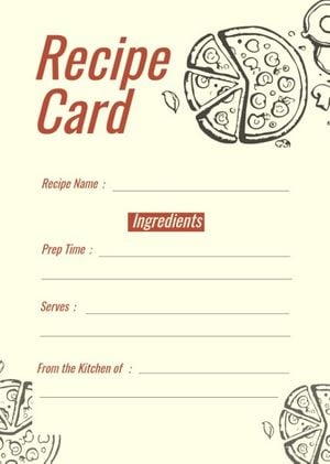 黄色と赤のピザ料理レシピカード レシピカード