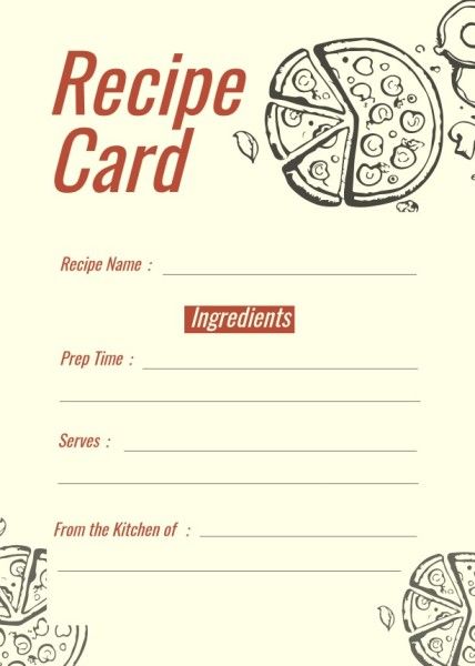 黄色と赤のピザフードレシピカード レシピカード
