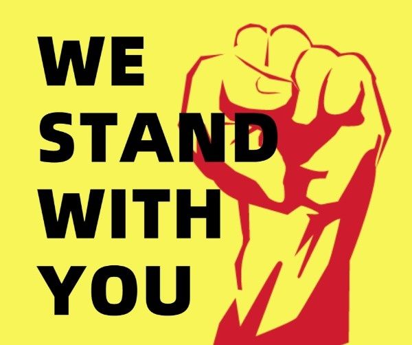 blacklivesmatter, nergo, humanity, We Stand With You Yellow Background  Facebook Post Template