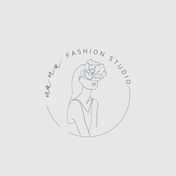 circle, round, logotype, Grey Line Art Fashion Studio Logo Template