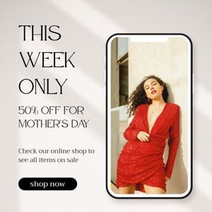 mothers day, mother day, promotion, Black And Gray Organic Fashion Mother's Day Sale Instagram Post Template
