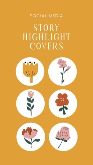 instagram story, flora, floral, Illustration Creative Wild Flowers Instagram Highlight Cover Template