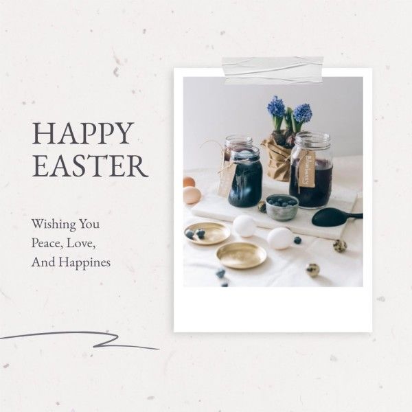 greeting, festival, holiday, Grey Photo Collage Happy Easter Day Instagram Post Template