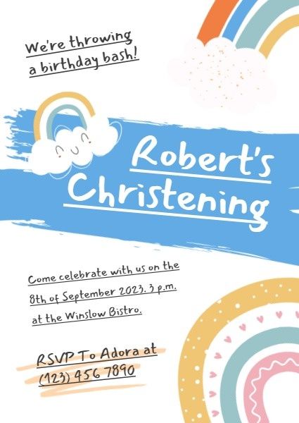 party, anniversary, happy, Kid Christening Birthday Invitation Template
