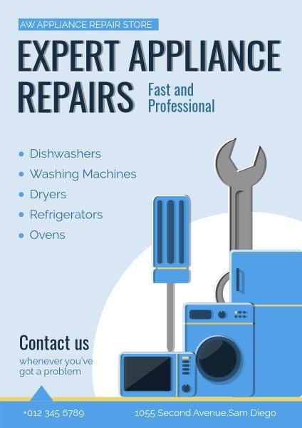 electrical appliances, handyman, store, Appliance Repairing Poster Template