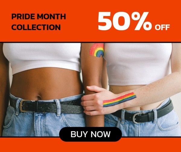 discount, lgbt, shop, Orange Simple Pride Month Sale Facebook Post Template