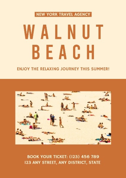 Yellow And Orange Walnut Beach Travel Agency Poster Poster