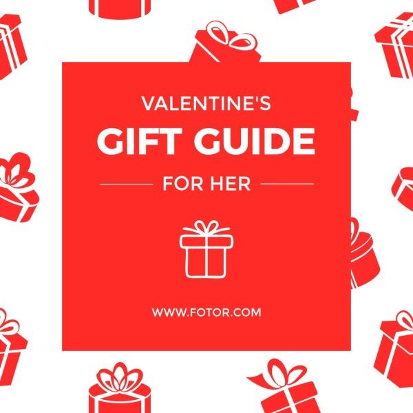 valentine, valentines day, gift ideas, Red Cartoon Cute Love Gift Guide Instagram Post Template