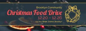 charity, volunteer, organization, Black Christmas Food Drive Facebook Cover Template