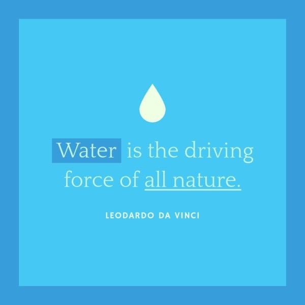 save water, environment, environmental, Blue Simple World Water Day Quote Instagram Post Template