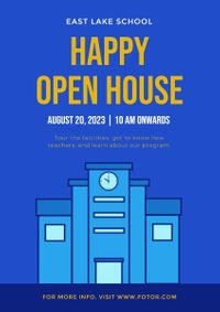 back to school, school, study, Blue Open House Poster Template
