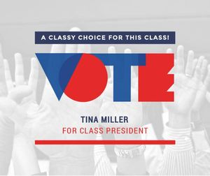 vote, class president vote, votes, Class President Red Blue Campaign Facebook Post Template