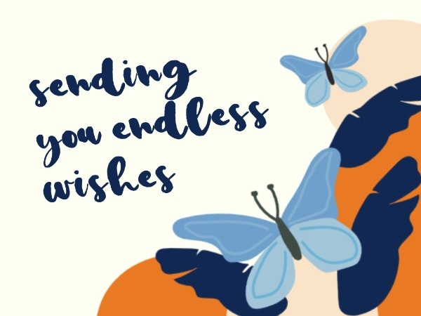 春の蝶の絵画の願い メッセージカード