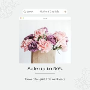 mothers day, mother day, promotion, Grey Minimal Mother's Day Sale Instagram Post Template