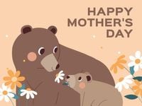 Brown Cute Animal Mother's Day Card