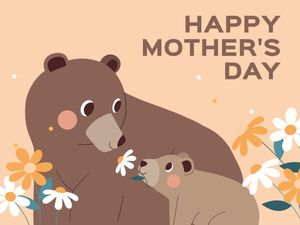 mothers day, mother day, greeting, Brown Cute Animal Mother's Day Card Template