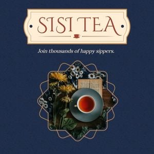 european, retro, promotion, Dark Vintage Tea Sale Instagram Post Template