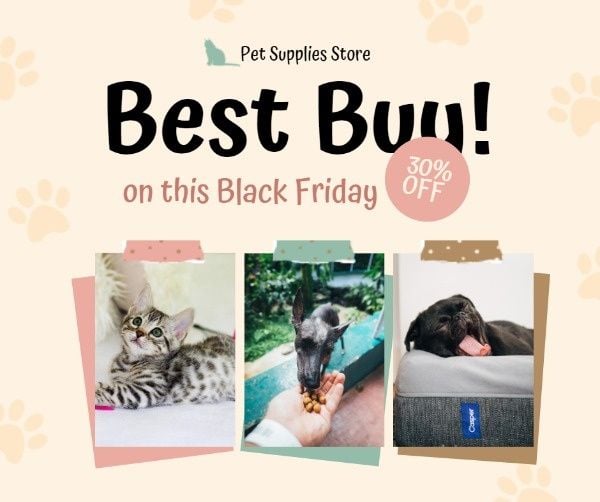 black friday sale, pet house, pet store, Black Friday Pet Supplies Sale Facebook Post Template