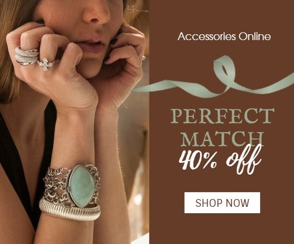beauty, discount, store, Brown Accessories Online Sale Banner Ads Large Rectangle Template