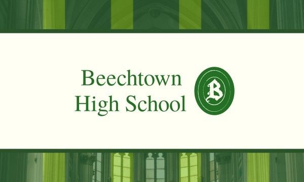 pattern, symbol, logo, Green High School Business Card Template