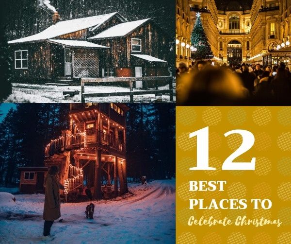 landscape, winter, log cabin, Best Places To Celebrate Christmas Facebook Post Template