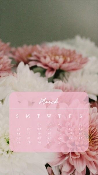 Pink Calendar Flower Spring Mobile Wallpaper