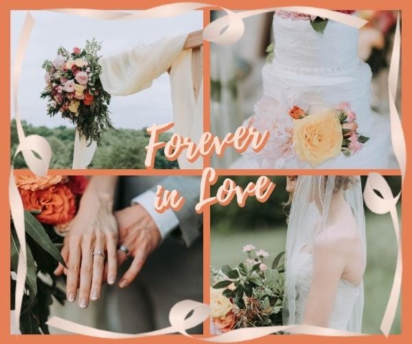 love, ceremony, couple, Warm Loving Wedding Collage Facebook Post Template