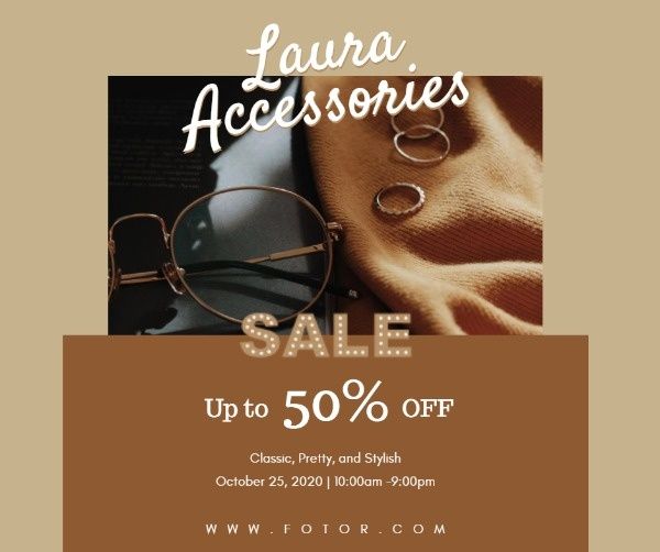 accessories, promotion, fashion, Accessory Sales Discount  Facebook Post Template