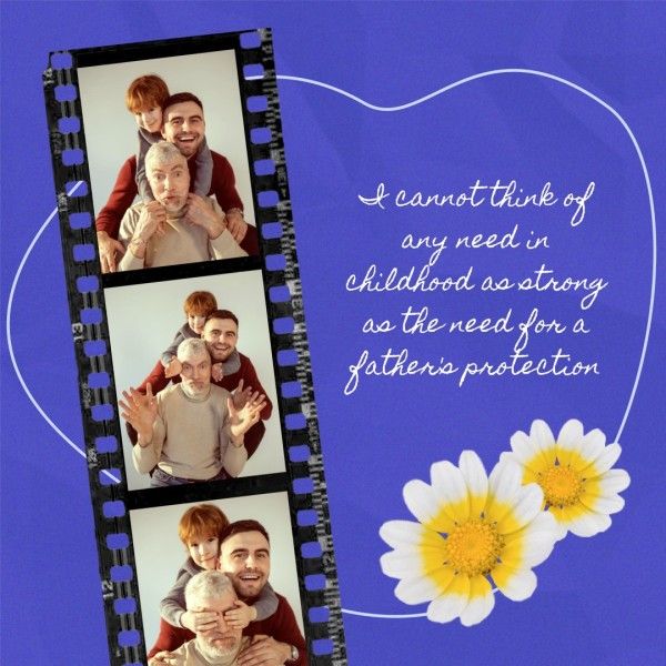 Purple Sweet Happy Fathers Day Photo Collage (Square)