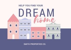 real estate, business, life, Pink Dream House For Sale Postcard Template