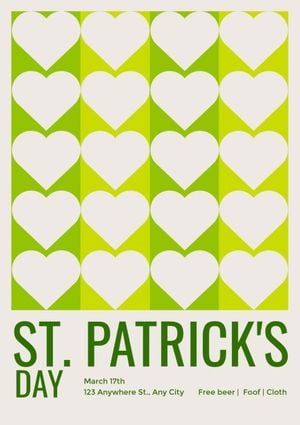 st patricks day, happy st patricks day, st. patrick, Green Heart Saint Patricks Day Party Event Poster Template
