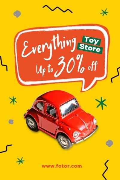 up to, star, play, Yellow Background Of Toy Store Discount Pinterest Post Template