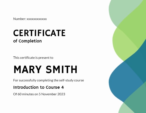 Minimal Certificate Of Completion Certificate