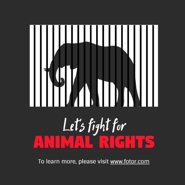 charity, life, environment, Black Animal Rights Post Instagram Post Template
