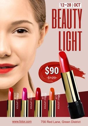 discount, cosmetics, sales, Red Lipstick Special Sale Poster Template